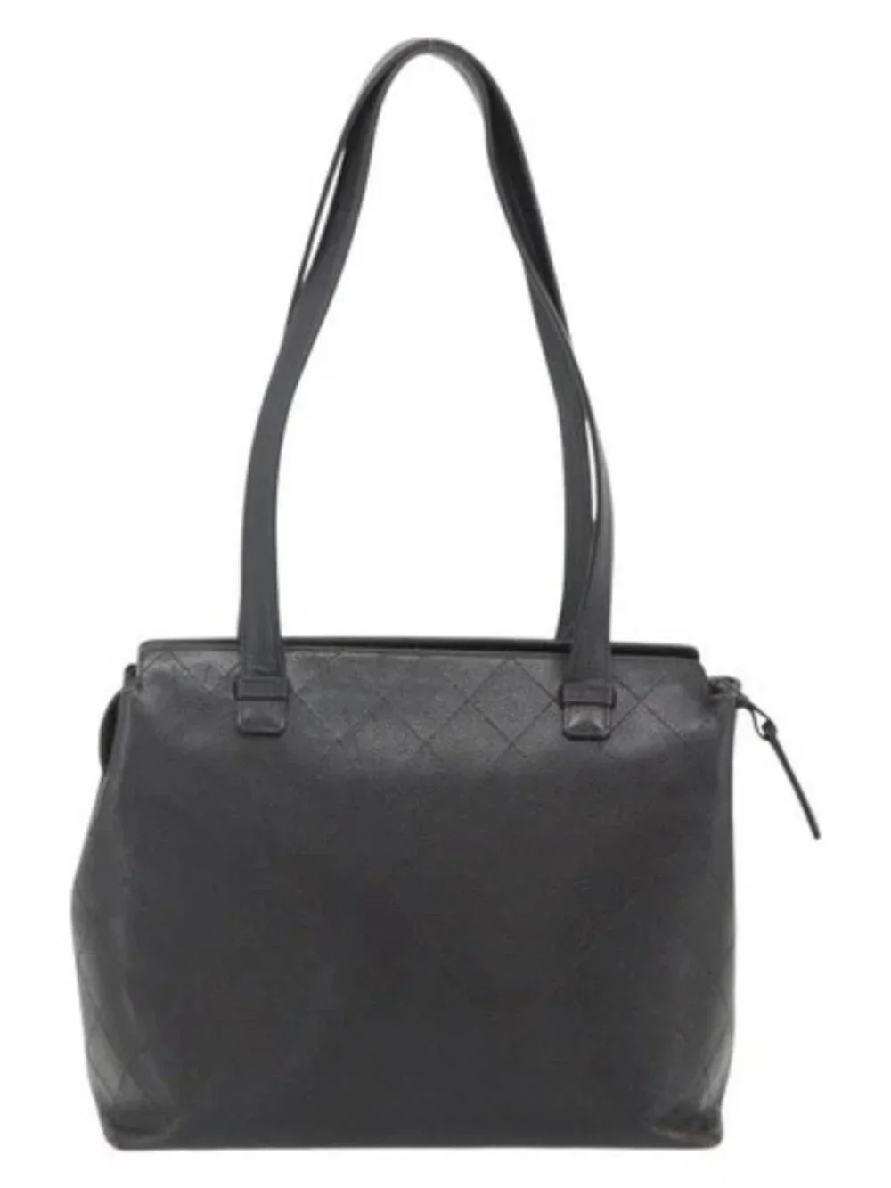 CHANEL Matelasse Tote Bag Grained Calf Skin Dark Brown Gold CC Auth 179241A